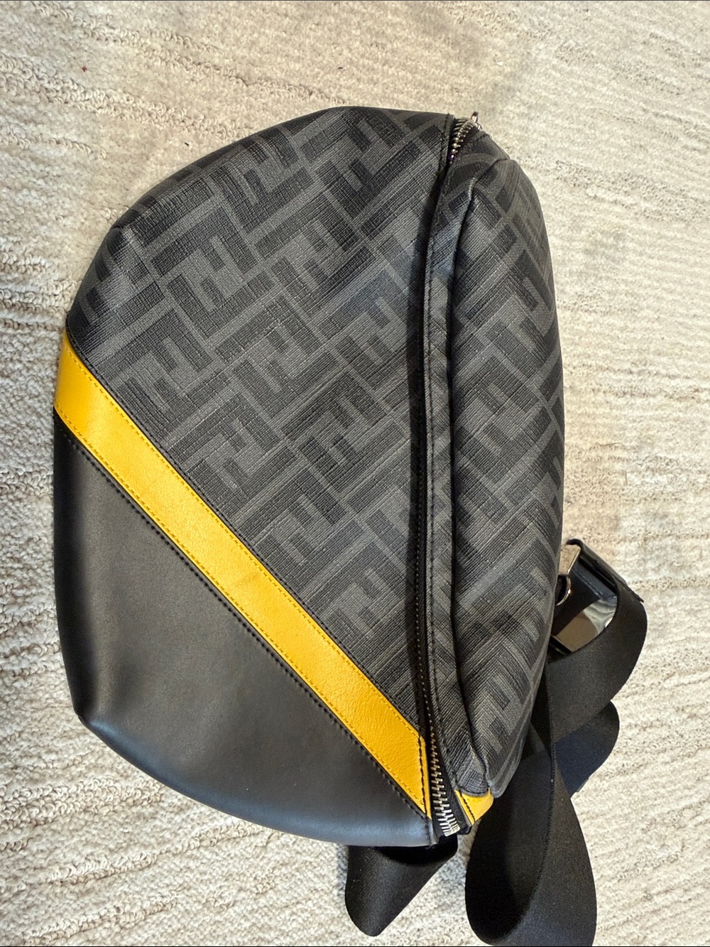 Fendi Black and Yellow FF Logo Crossbody Belt Bag